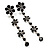 Long Statement Floral Dangle Earrings (Silver&Jet Black) -7cm Drop - view 2