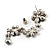 Long Statement Floral Dangle Earrings (Silver&Jet Black) -7cm Drop - view 7