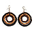 Multicoloured Wood Hoop Earrings - 4.5cm Diameter - view 2