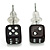Tiny Black Plastic Dice Stud Earrings (Silver Tone) -5mm Diameter - view 2