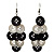 Black & White Plastic Button Drop Earrings (Silver Tone) - 8cm Drop