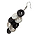 Black & White Plastic Button Drop Earrings (Silver Tone) - 8cm Drop - view 3