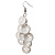 White Plastic Button Drop Earrings (Silver Tone) - 8cm Drop - view 3