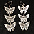 Silver Tone Crystal Butterfly Drop Earrings - 7.5cm Drop - view 2