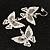Silver Tone Crystal Butterfly Drop Earrings - 7.5cm Drop - view 5