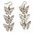 Silver Tone Crystal Butterfly Drop Earrings - 7.5cm Drop