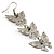 Silver Tone Crystal Butterfly Drop Earrings - 7.5cm Drop - view 6