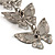 Silver Tone Crystal Butterfly Drop Earrings - 7.5cm Drop - view 8