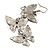 Silver Tone Crystal Butterfly Drop Earrings - 7.5cm Drop - view 9