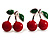 Tiny Red Enamel Cherry Stud Earrings (Silver Tone) - view 4