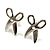 Tiny Scissors Diamante Stud Earrings (Silver Tone) - view 3