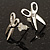Tiny Scissors Diamante Stud Earrings (Silver Tone) - view 4