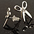 Tiny Scissors Diamante Stud Earrings (Silver Tone) - view 5