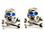 Silver Tone Skull & Crossbones Stud Earrings