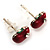 Tiny Red Apple Enamel Diamante Stud Earrings (Silver Tone) - view 2