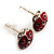 Red Enamel Lady Bird Stud Earrings (Silver Tone) - view 2