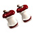 Red & White Enamel Apple Stump Stud Earrings (Silver Tone)