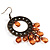 Bronze Filigree Citrine Bead Chandelier Hoop Earrings - 7.5cm Drop - view 4