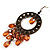 Bronze Filigree Citrine Bead Chandelier Hoop Earrings - 7.5cm Drop - view 3