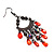 Pale Red  Bead Chain Chandelier Earrings (Black Tone) - 8cm Drop - view 3