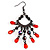 Pale Red  Bead Chain Chandelier Earrings (Black Tone) - 8cm Drop - view 4