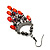 Pale Red  Bead Chain Chandelier Earrings (Black Tone) - 8cm Drop - view 6