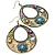 Floral Boho Hoop Earrings (Anitque Gold Tone) - 7.5cm Drop