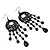 Long Black Acrylic Bead Hoop Chandelier Earrings (Black Tone) -11.5cm Drop - view 8