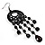 Long Black Acrylic Bead Hoop Chandelier Earrings (Black Tone) -11.5cm Drop - view 4