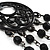 Long Black Acrylic Bead Hoop Chandelier Earrings (Black Tone) -11.5cm Drop - view 7