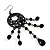 Long Black Acrylic Bead Hoop Chandelier Earrings (Black Tone) -11.5cm Drop - view 2