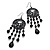 Long Black Acrylic Bead Hoop Chandelier Earrings (Black Tone) -11.5cm Drop - view 5