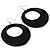 Black Acrylic Hoop Earrings (Silver Tone) -7.5cm Drop