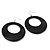 Black Acrylic Hoop Earrings (Silver Tone) -7.5cm Drop - view 5