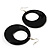 Black Acrylic Hoop Earrings (Silver Tone) -7.5cm Drop - view 6
