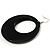 Black Acrylic Hoop Earrings (Silver Tone) -7.5cm Drop - view 7