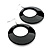 Black Acrylic Hoop Earrings (Silver Tone) -7.5cm Drop - view 2