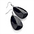 Teardrop Oval-Shaped Acrylic Drop Earrings (Silver Tone) -7cm Drop - view 7