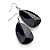 Teardrop Oval-Shaped Acrylic Drop Earrings (Silver Tone) -7cm Drop - view 6