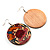 Round Floral Wood Drop Earrings (Silver Tone) -5cm Diameter - view 4