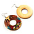Funky Fish Pattern Donut Wood Drop Earrings (Silver Tone) - 5cm Diameter - view 5