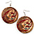 Eagle Round Wood Drop Earrings (Silver Tone) - 5cm Diameter