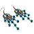 Antique Silver Tone Turquoise Bead Drop Earrings - 8cm Drop - view 2
