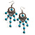 Antique Silver Tone Turquoise Bead Drop Earrings - 8cm Drop - view 3