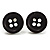 Small Black Plastic Button Stud Earrings (Silver Tone) -11mm Diameter - view 2