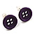 Small Purple Plastic Button Stud Earrings (Silver Tone) -11mm Diameter