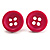 Small Magenta Plastic Button Stud Earrings (Silver Tone) -11mm Diameter - view 2