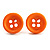 Small Orange Plastic Button Stud Earrings (Silver Tone) -11mm Diameter - view 2