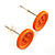 Small Orange Plastic Button Stud Earrings (Silver Tone) -11mm Diameter - view 3