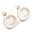 Small Snow White Plastic Button Stud Earrings (Silver Tone) -11mm Diameter
